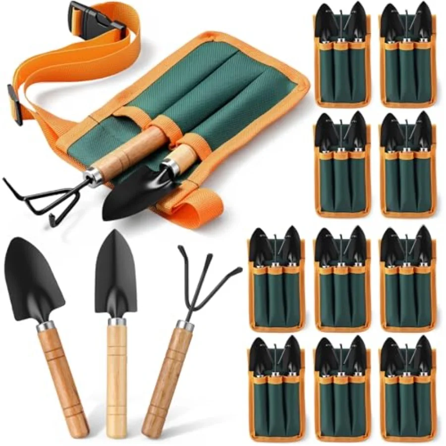 

20 Pieces Gardening Tool Belt Set Include 10 Pieces Adjustable Gardening Belt 10 Sets Shovel Rake Spade for Planting Loosening