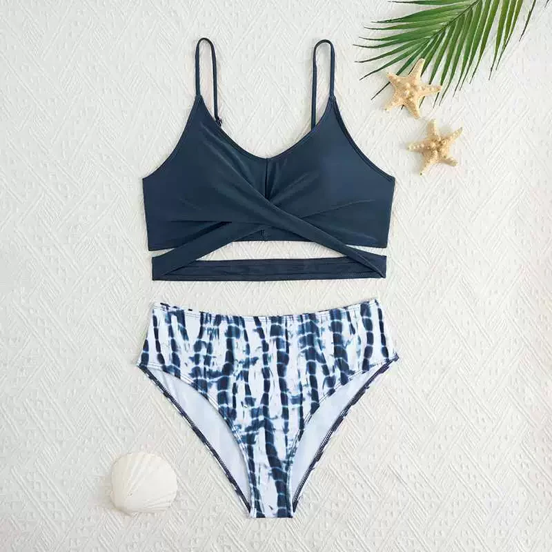 

2026 Strappy High Waist Bikini Girls Swimsuit Kids Swimwear Female Children's Bathers Bathing Swimming Swim Suit Beachwear