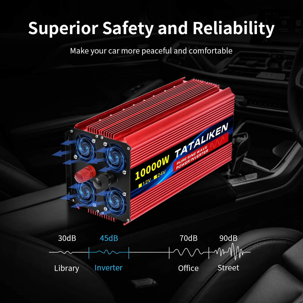 محول موجة جيبية نقية عالي الطاقة 4000-10000 واط منزلي محمول مع شاشة ديجيتال عاكس المقبس الأمريكي