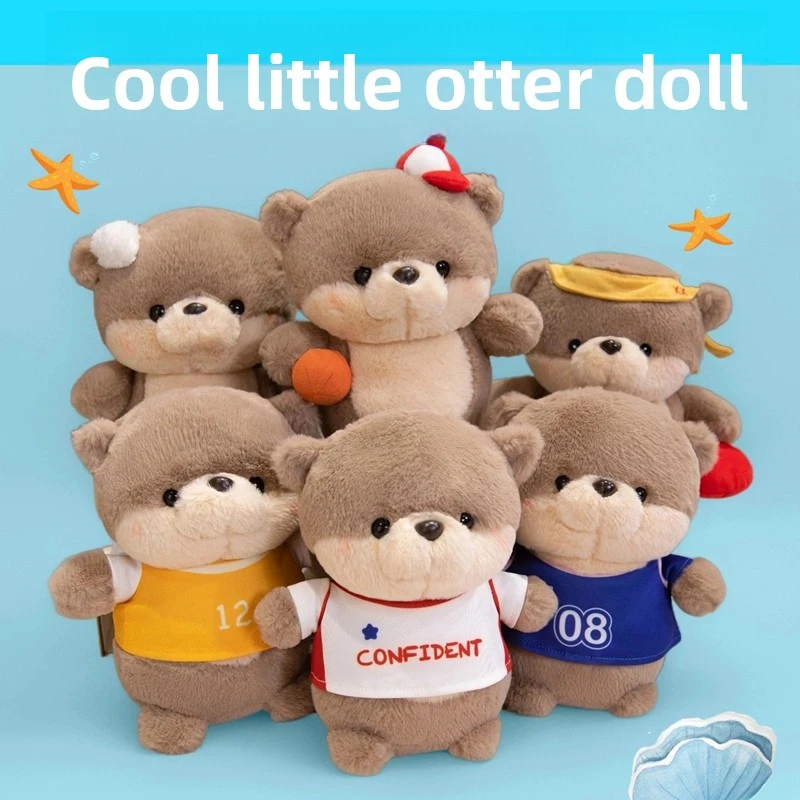 

Kawaii Sports Sea Otter Плюшевая игрушка Мягкая подвеска Мягкое животное Симпатичные коричневые куклы-выдра для маленьких детей Подушка для девочек Подарки