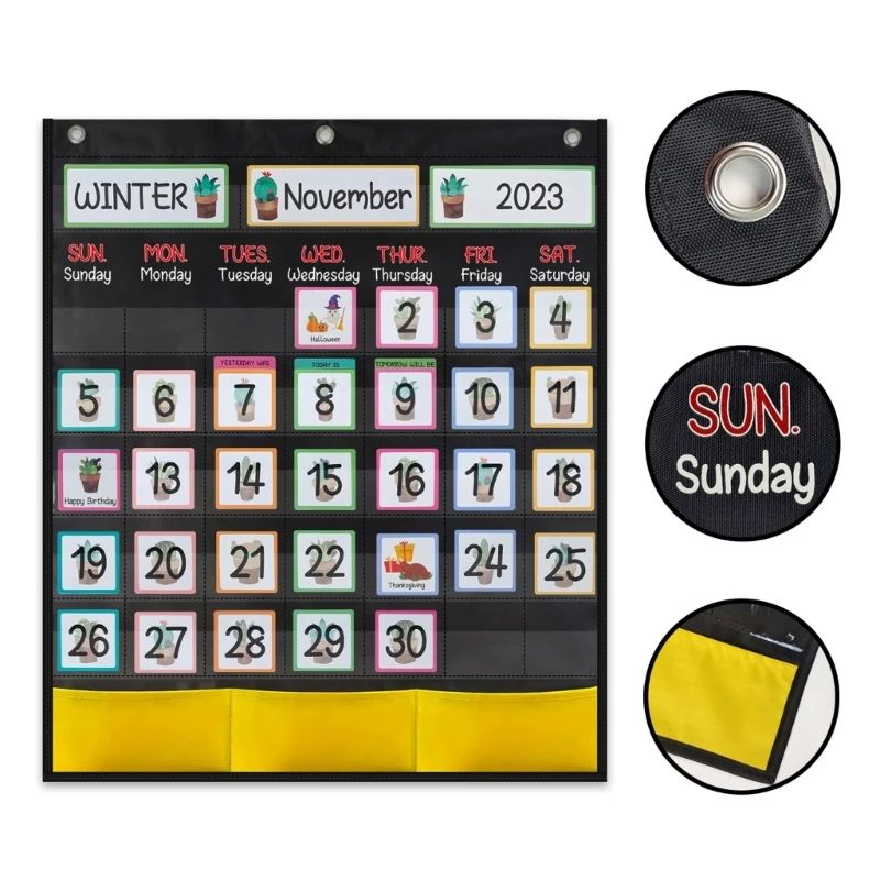 Biểu đồ bỏ túi lịch hàng tháng của lớp học với 89 thẻ dành cho học sinh Dropship lớp học