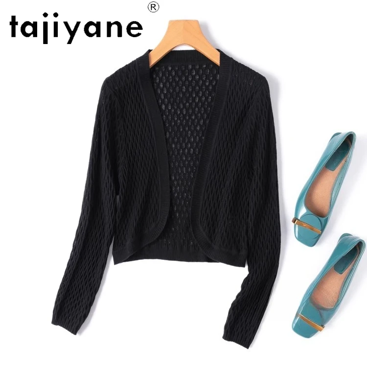 TAJIYANE 45% Cotton + 55% Mulberry Silk Blouse Elegant Short Silk Cardigan Spring and Summer Tops 2025 Ladies Clothes Блузка