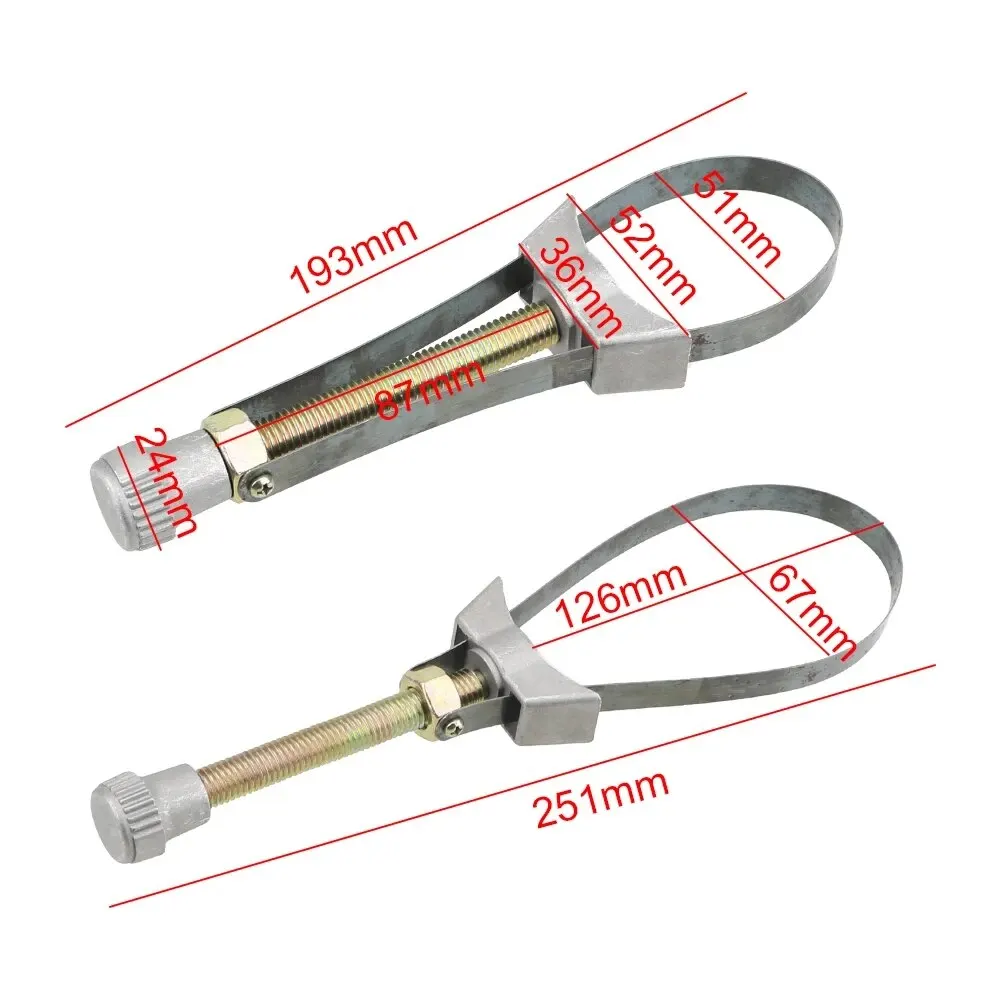 Hand Tools Car Oil Filter Removal Tool Adjustable 60mm To120mm Diameter Steel Strap Wrench image 2