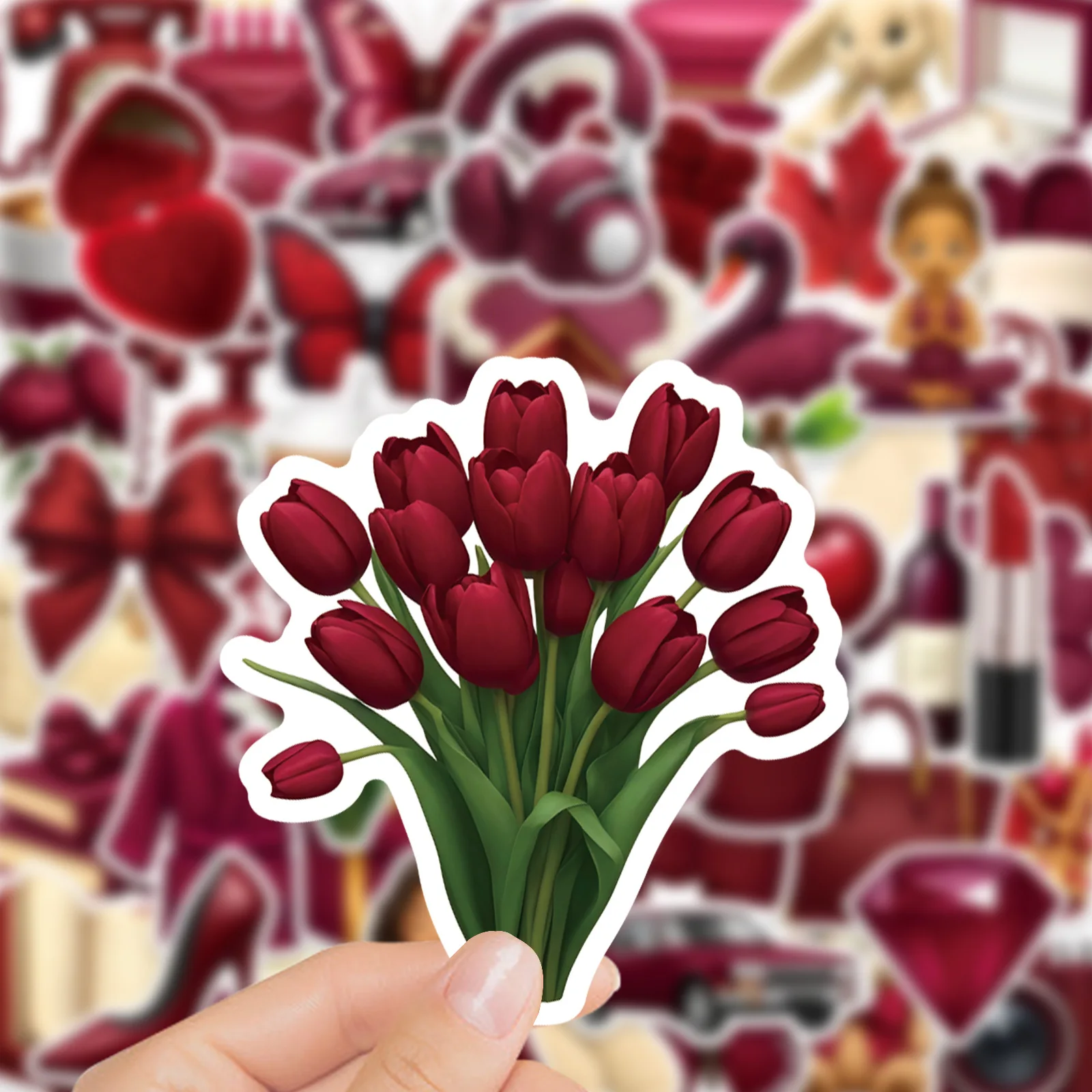 50 قطعة INS نمط الرجعية الأحمر الكرتون ملصقات فتاة الأشياء الكتابة على الجدران الديكور DIY بها بنفسك دفتر حقيبة الثلاجة الهاتف الشارات لعبة