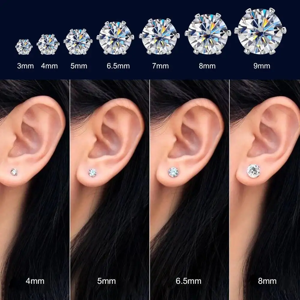 JoiasHome Ohrstecker aus 925er Sterlingsilber, 0,1–3 Karat, D-Farbe, Moissanit-Ohrstecker, funkelnder Piercing-Schmuck für Damen und Herren – Detail 16
