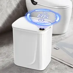 20L Smart Sensor Trash Can With Display Type-C Recharging Automatic Wastebin For Bathroom Kitchen Toilet Wastebasket Smart home