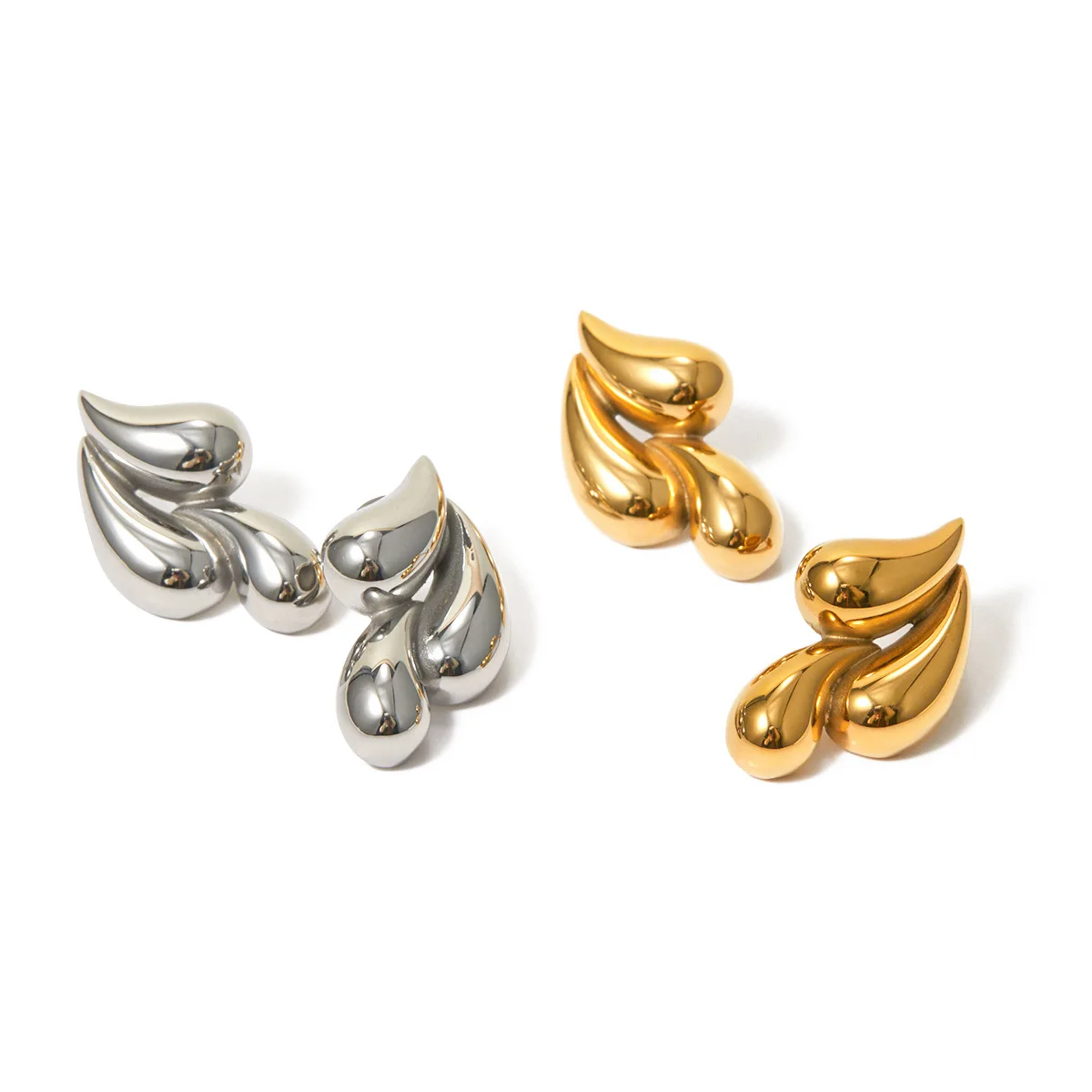 

Stainless Steel PVD 18K Gold Plated Tarnish Triple Water Drop Earrings For Woman Jewelry Wholesale 2023 Trendy