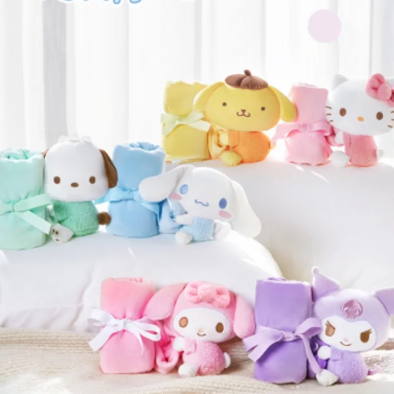 Anime Sanrio Baby Cotton Soothing Towel Hello Kitty Cinnamoroll Pochacco Pom Pom Purin Kuromi Towel Plush Doll baby gift