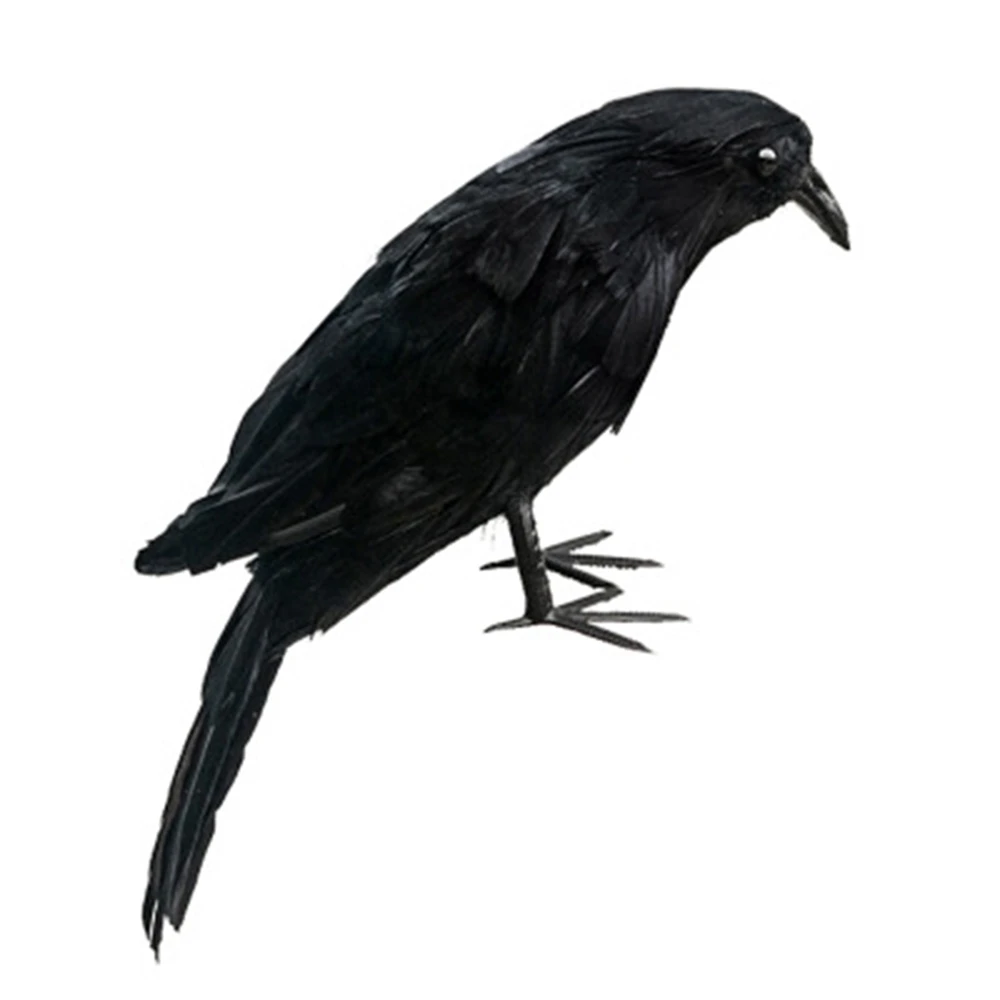 Crow Props Halloween Lawn Vivid Feathered Bird Realistic Garden Hunting Accessories Simulated Crow Farm Ornaments