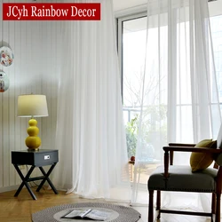 Moderne Hal Wit Tulle Sheer Gordijnen Voor Woonkamer Slaapkamer Meisje-Klare Venster Cortina Keuken Deur Goedkope voile Gordijnen