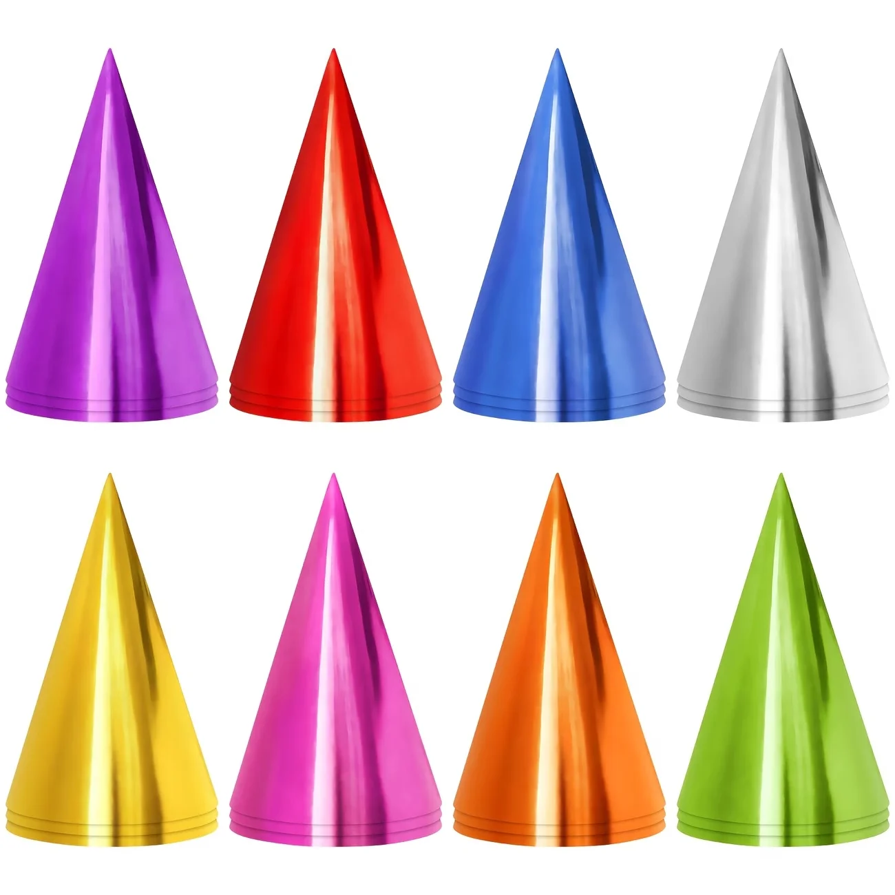Party Hat Cone - 10pcs Colorful Metallic Foil Birthday Party
