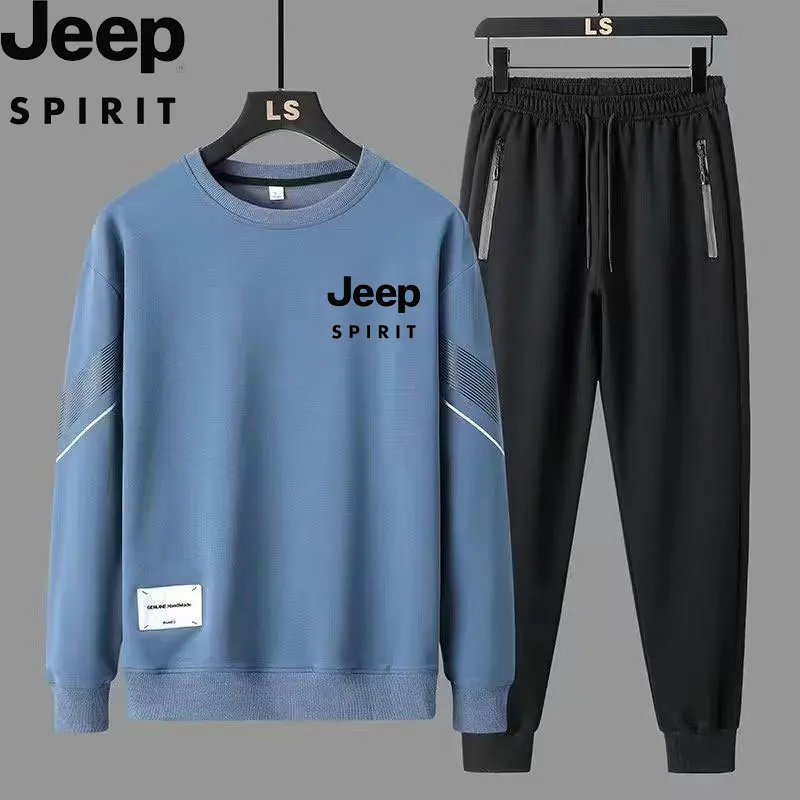 

Jeep brand sportswear set, spring and autumn hoodie and long pants, men's loose sportswear with round neck, casual 2026 new two-