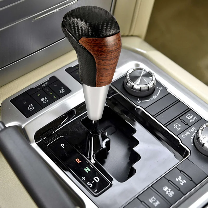 ABS Peach Wood Grain Gear Shift Stick Knob Lever Handball For Toyota Land Cruiser 200 2016-2020 Car Styling