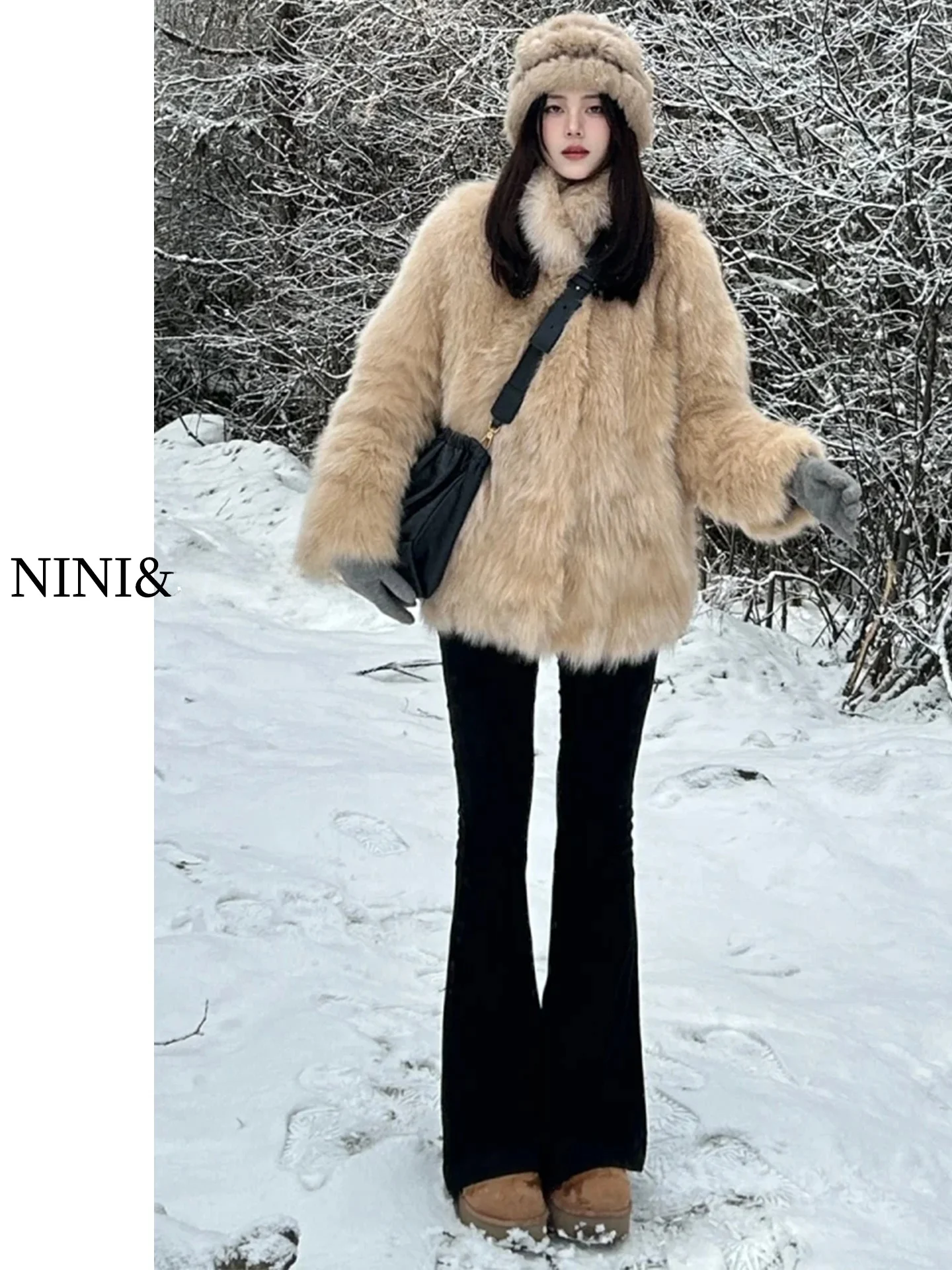 

High Waist Fleece Lined Flared Jeans Women's Autumn Winter New Style Slimming Small Size Hoof Jeans Deep Color Cotton E...