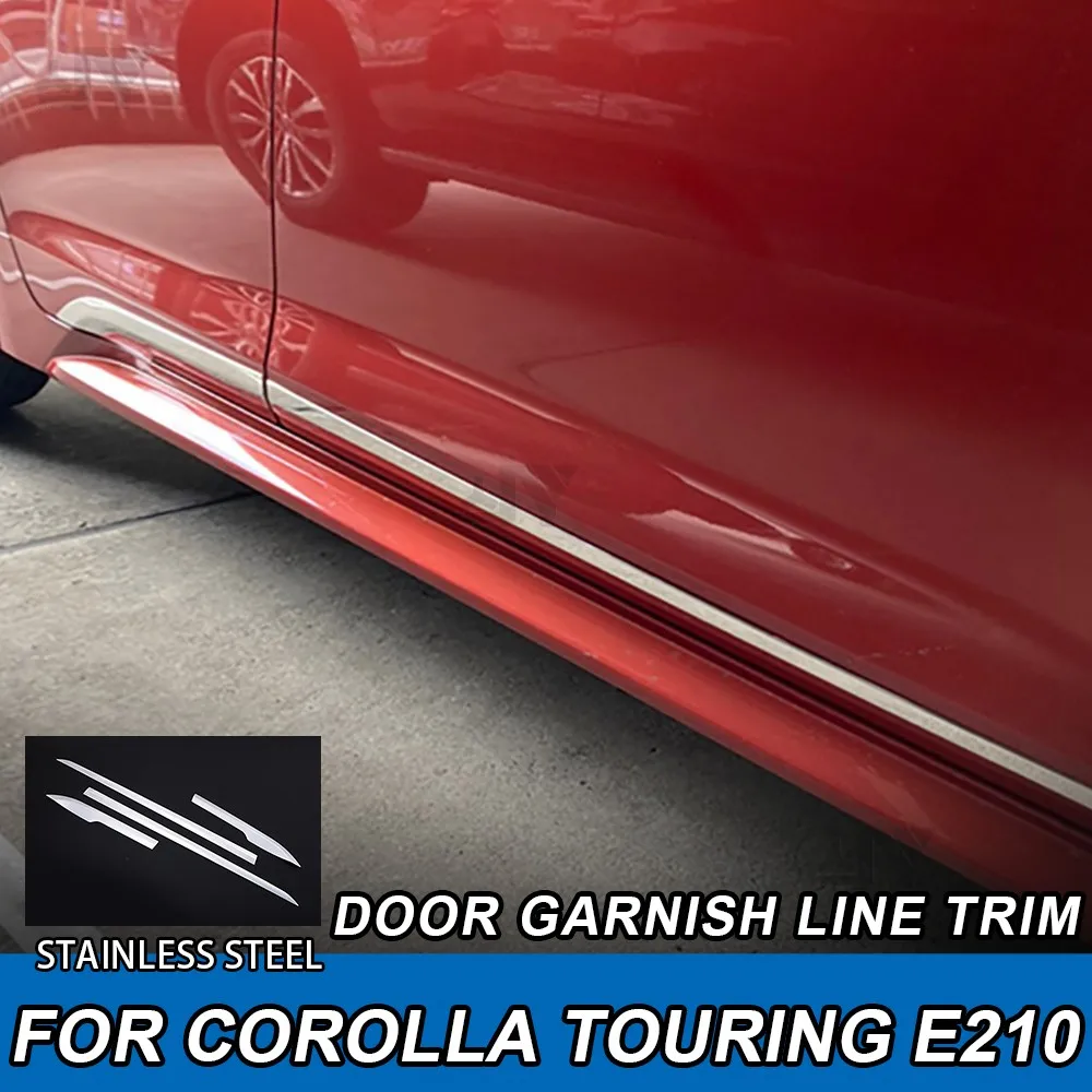 4 pcs Chrome Door Trim for Corolla Touring E210 2019 Car Body Side Door Molding Line Long Strips Molding Accessories for Toyota