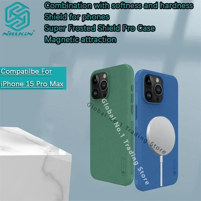 for iPhone 15 Pro/iPhone 16 Pro Max/16 Plus/15+ Nillkin Super Frosted Shield Pro Magnetic Case Hard case phone Case shell TPU+PC