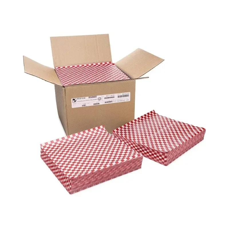 Paper 5000 Count Red Checkers Grease-Resistant Deli Sandwich Wrap Paper Sheets/Basket Liners (Case of 5000)