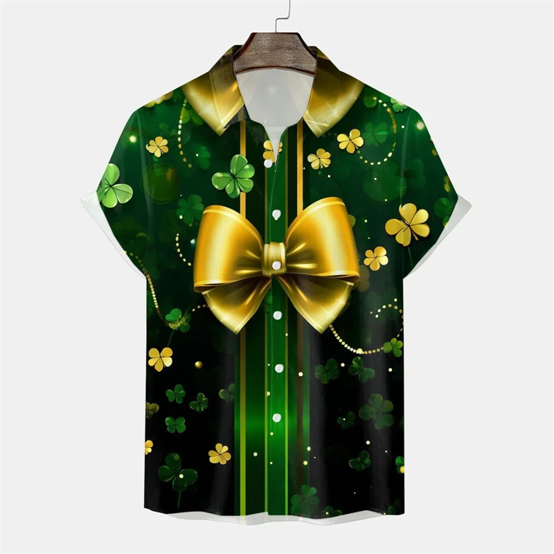 

St. Patrick's Day Hawaiian Printing Short Sleeve Shirt Party 3d Print Hawaiian Shirt Unisex Oversized Blouse Lapel Shirts 2026