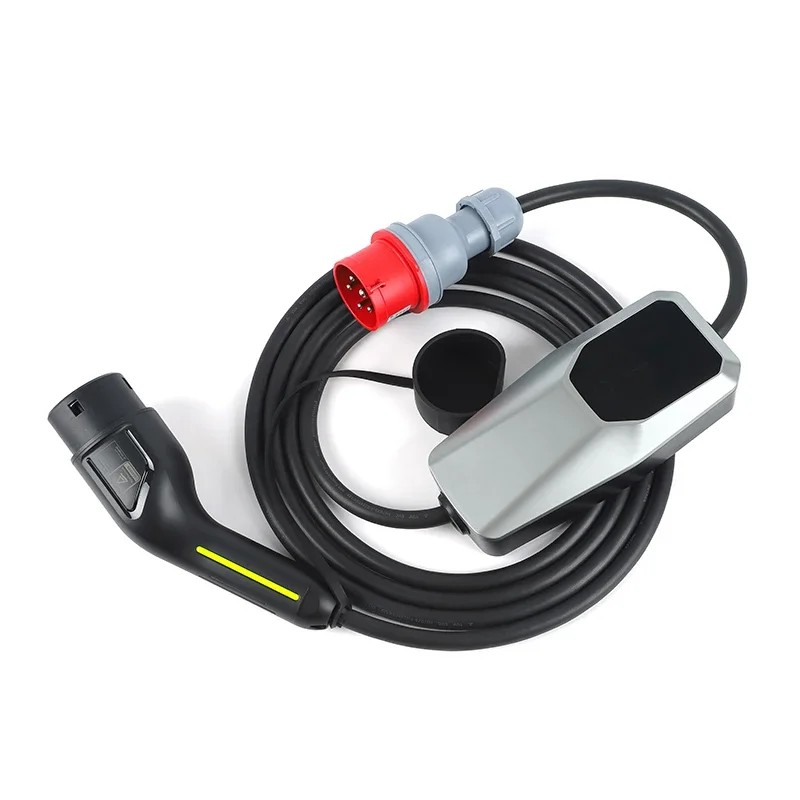 EV-oplader 22KW 32A 3-fase snel opladen Type 2 elektrische auto Voertuig Wallbox met rode CEE5-pins Stekkermodus 2