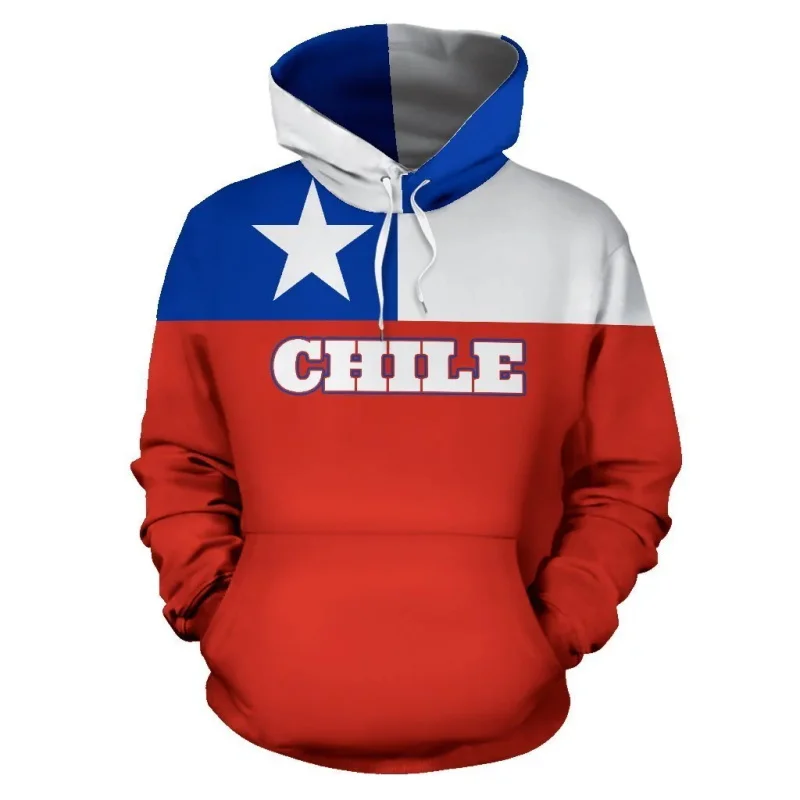 3D Printed Chile National Emblem Map Hoodies For Men Chilean Flag Pullovers Sweatshirts Coat New In Mens Sport Tracksuit