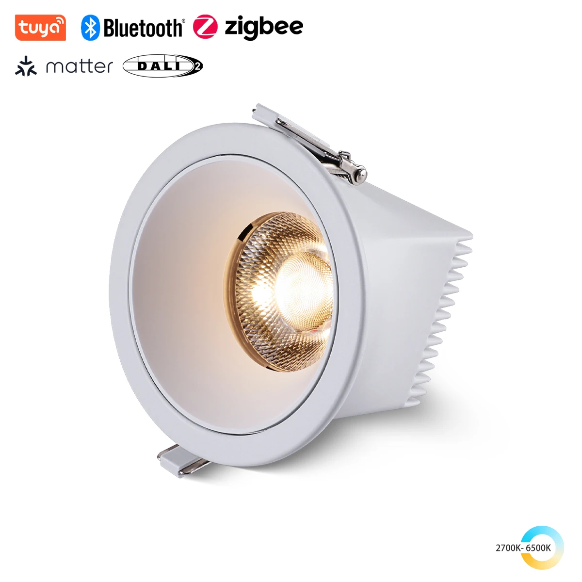 

Embedded Tuya Zigbee/ DALI/ Matter/ 5 CCT Switchable/ LED Ceiling Downlight AC110V/ 220V Smart Black White Spotlight