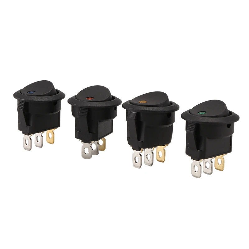 24Pcs Round Dot Rocker Toggle Switch 20A 12V DC On/Off Control For Car Or Boat With LED Light