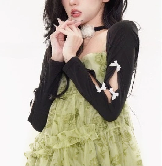 ربيع الخريف تنوعا لطيف فتاة الجوف خارج القوس الأسود واقية من الشمس سترة حلوة كول سليم موضة كم طويل قصير محبوك القمم