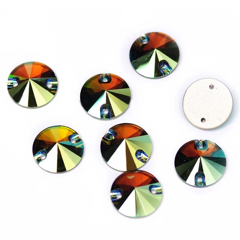 Neue Rivoli Farbeffekt-Glitzersteine DIY Strass Flache Rückseite Strasssteine zum Aufnähen Glas Kristall Gymnastik Kleidungsdekoration – Detail 10