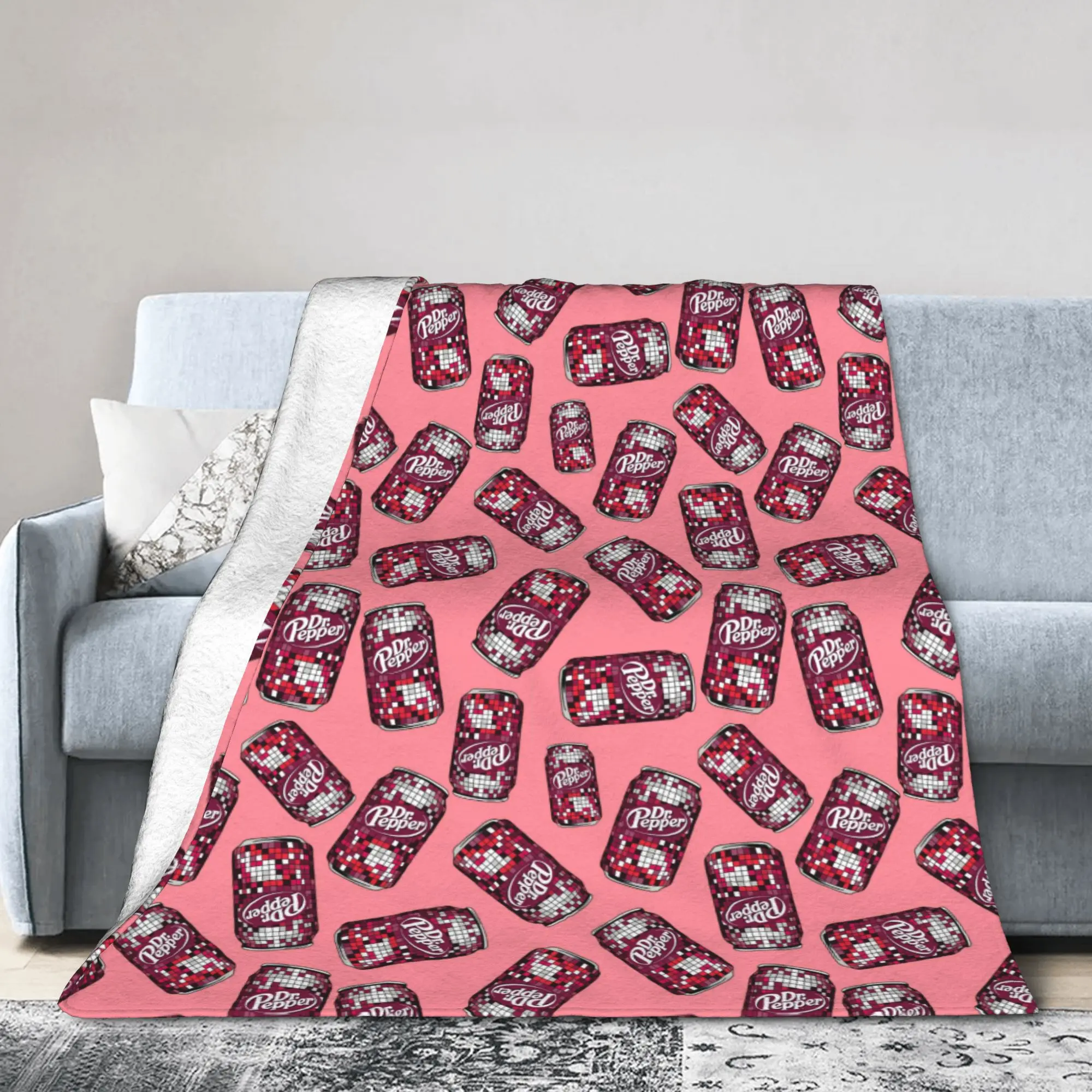 Custom Unique Peppers Print Blanket Warm Fleece Soft Flannel Vintage Dr. Soda Est Throw Blankets for Bedding Couch Office Autumn