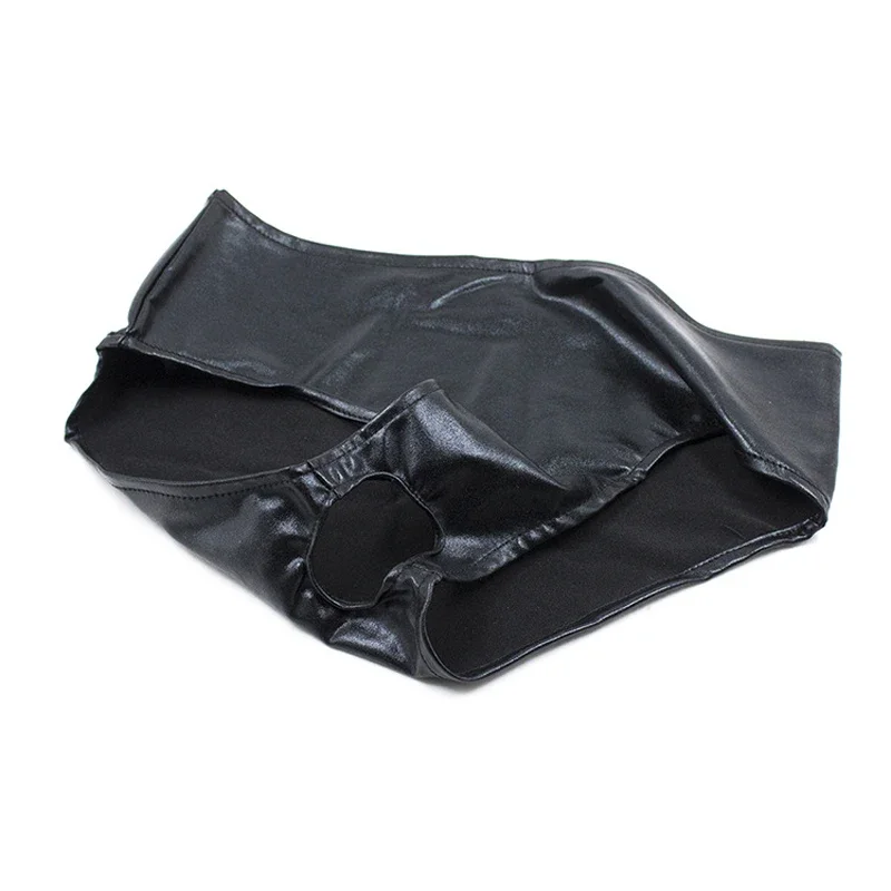 Culotte sexy sans entrejambe pour femmes, slip à entrejambe ouvert, lingerie pour jeux adultes, sangle sur pénis, culotte de chasteté avec trou