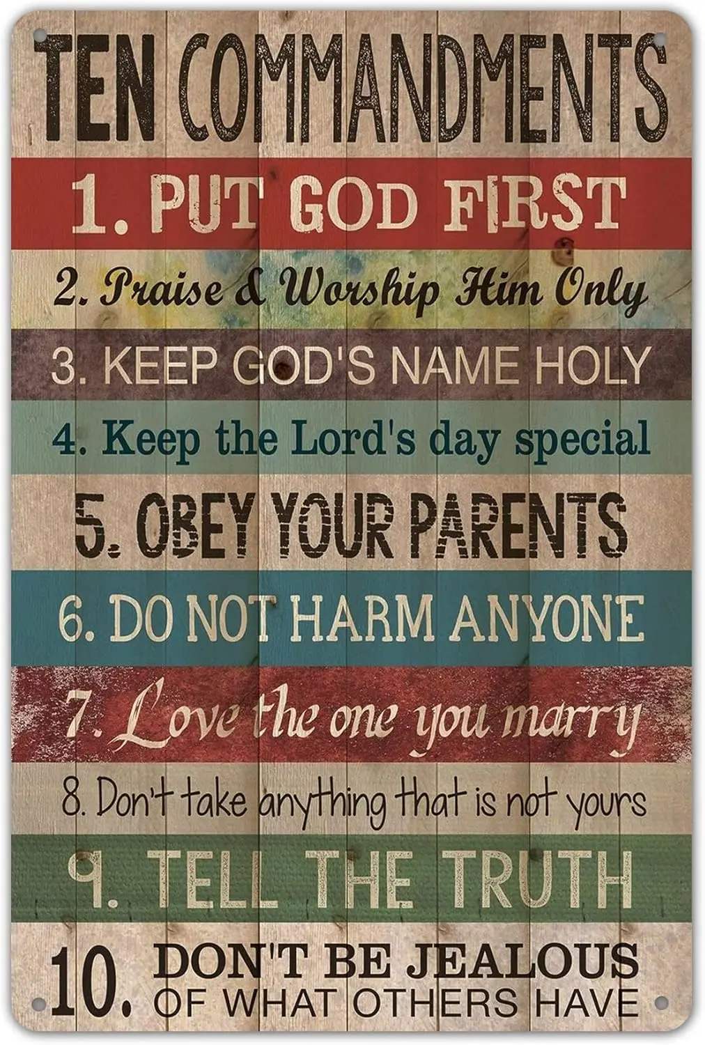 Ylens  Novelty Funny Sign Ten Commandments Vintage Metal Tin Wall Plaque Poster for Home Bathroom and Cafe Bar Pub, Wa