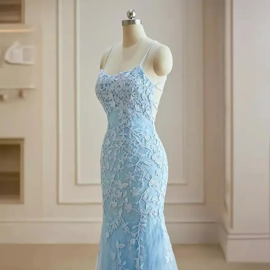 Angepasst Meerjungfrau Frauen Abendkleider Applikationen Tüll Prom Geburtstag Party Kleider Formelle Anlässe Vestido De Noche