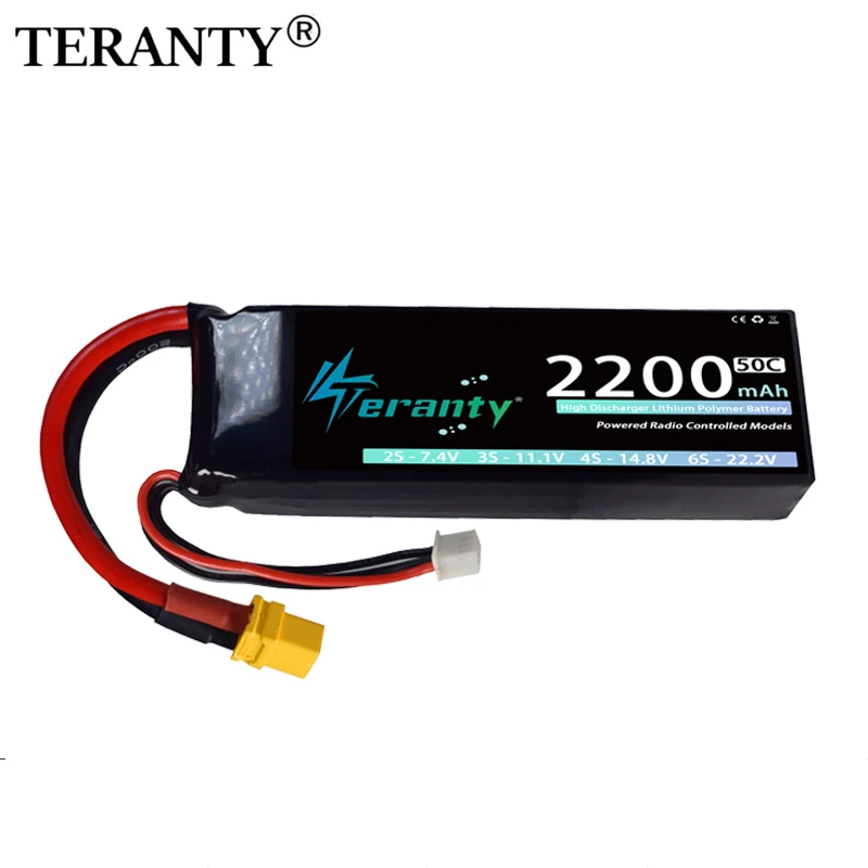 1/2Pcs TERANTY 2S 2200mAh Lipo Battery 7.4V 50C Softcase With T XT60 Plug for RC Car Helicopter FPV Drones Airplane Model Parts
