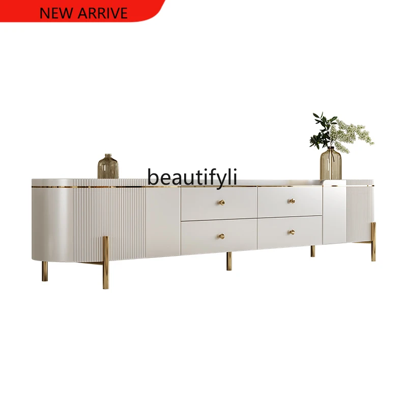X Mild Luxury Marble TV Cabinet and Tea Table Combination Modern Simple Small Apartment Living Room Deck TV Cabinet