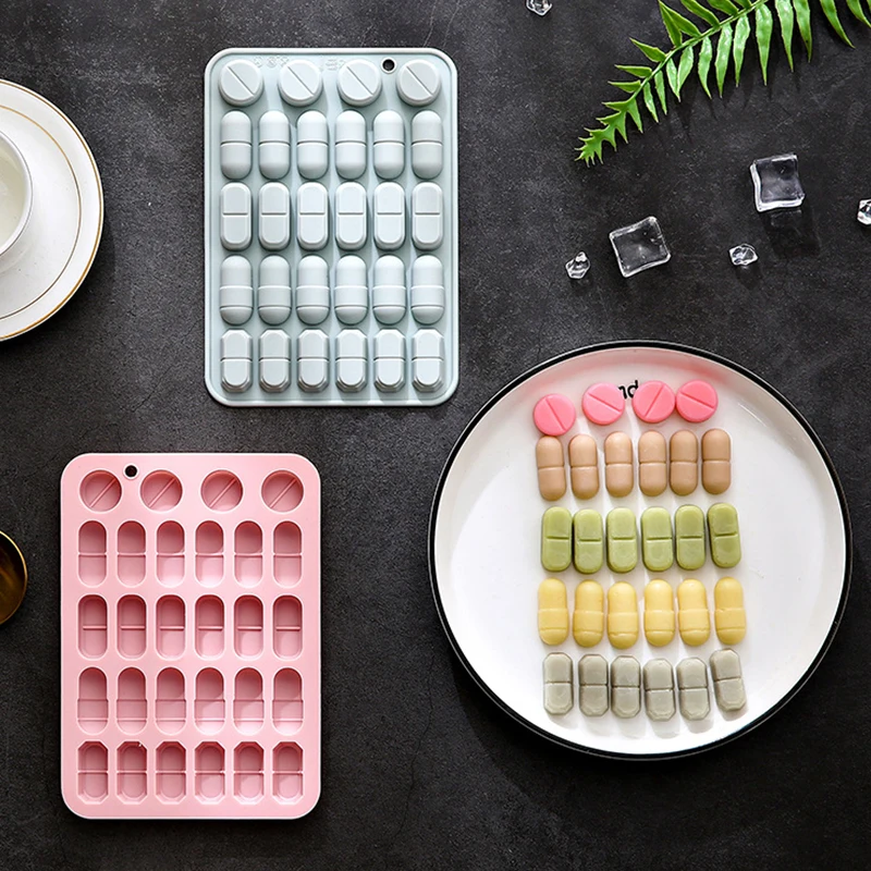 1 pçs moldes de silicone em forma de pílula moldes de cozimento temáticos em forma de pílula para chocolate, bolo, sobremesa, doces, mousse, pastelaria