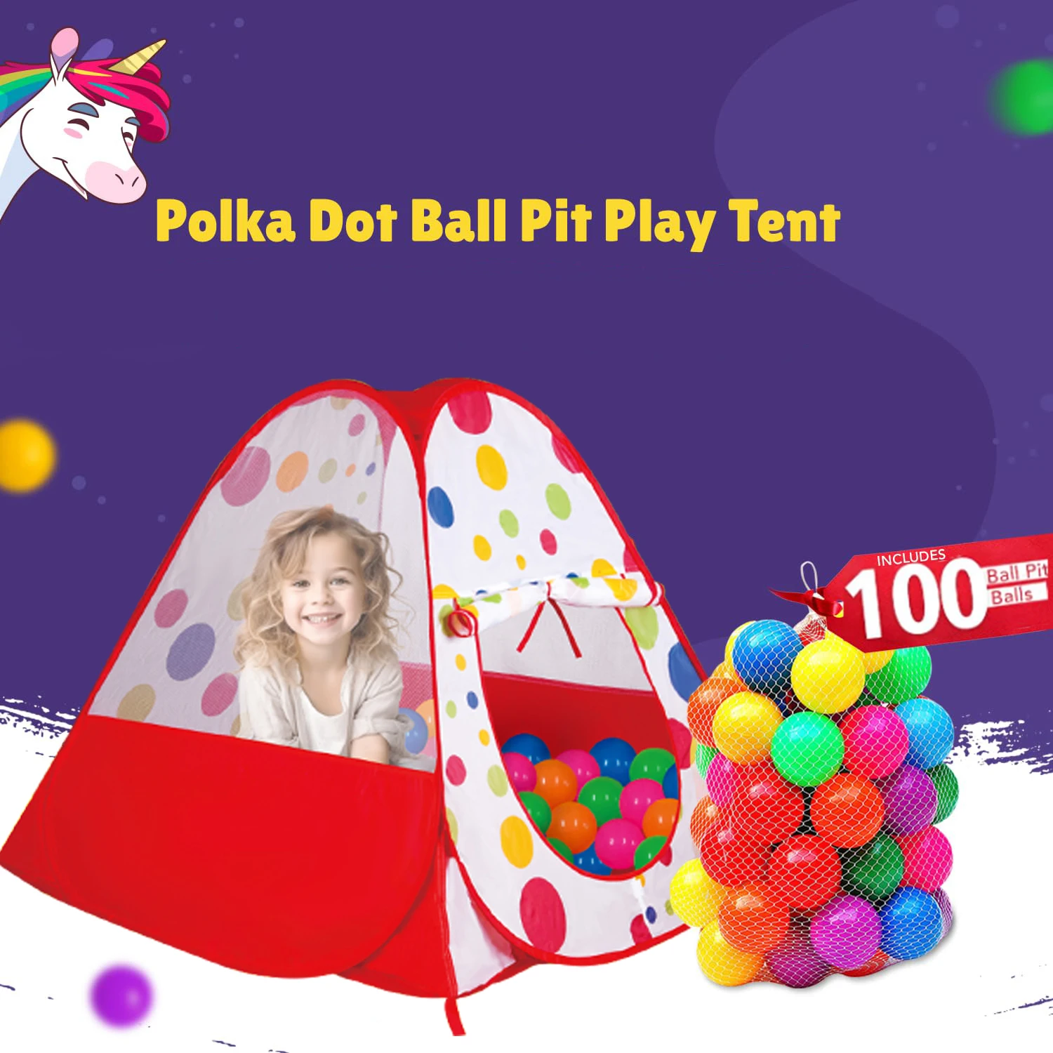 Tente de jeu Pop-up Ball Pit pour enfants, tente Playhouse pour garçons filles bébés et tout-petits, jouet intérieur extérieur, 100 balles Ik Incluse