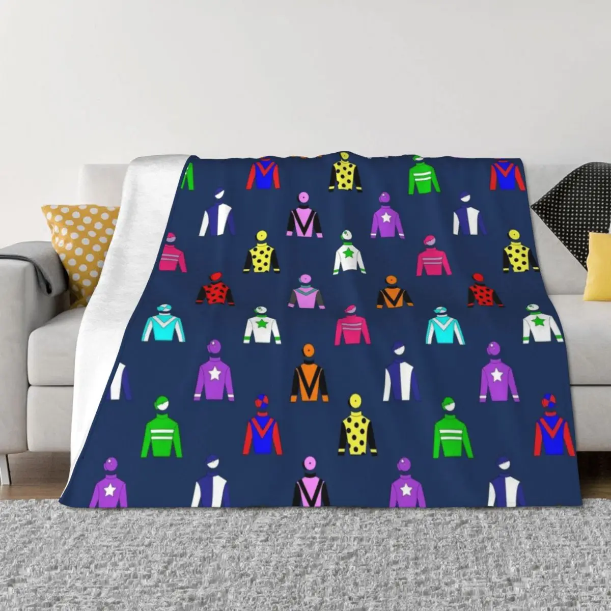 

Horse Racing Jockey Silks Throw Blanket Soft Plaid Luxury Designer wednesday Picnic Blankets