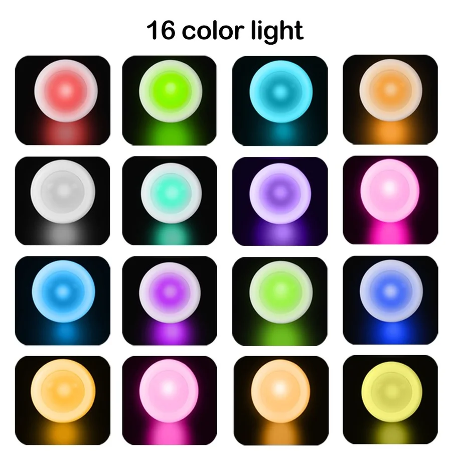 Lámpara LED de colores RGB16 para armario, lámpara de noche con batería, portátil, para cocina, pasillo, armario