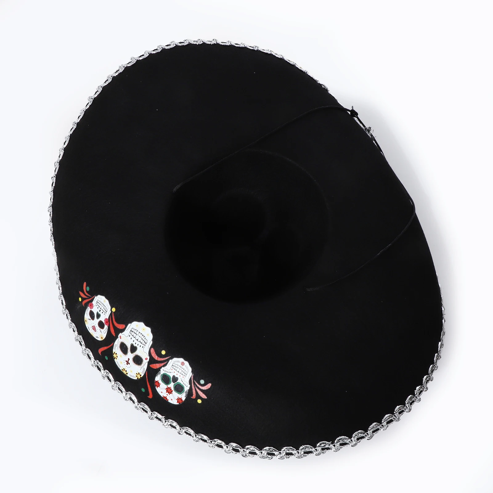 Mexikanischer Hut, klassischer Hut mit breiter Krempe, Totenkopf-Muster, Metallgeflecht, Partyhut für Erwachsene, Jungen, Halloween, Karneval, Cosplay-Zubehör