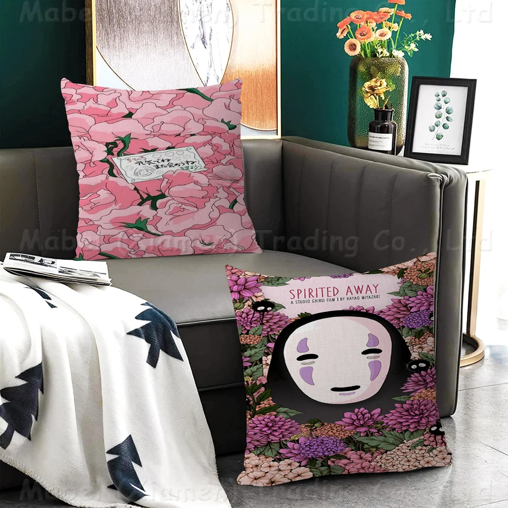 Anime No Face Spirited Away Ghibli Cushion Cover Inches Farmhouse Decor Home Throw Pillow Covers For Couch Decorations