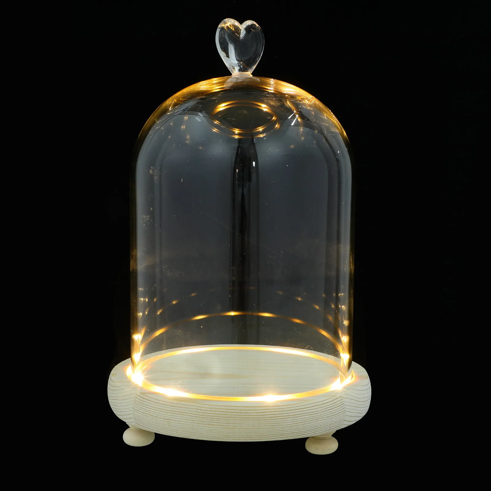 Glass Dome Cloche The Bell Jar Glass Display Dome for Dining Table Nightstands Glass Dome Cover with Wood Base Home Decoration