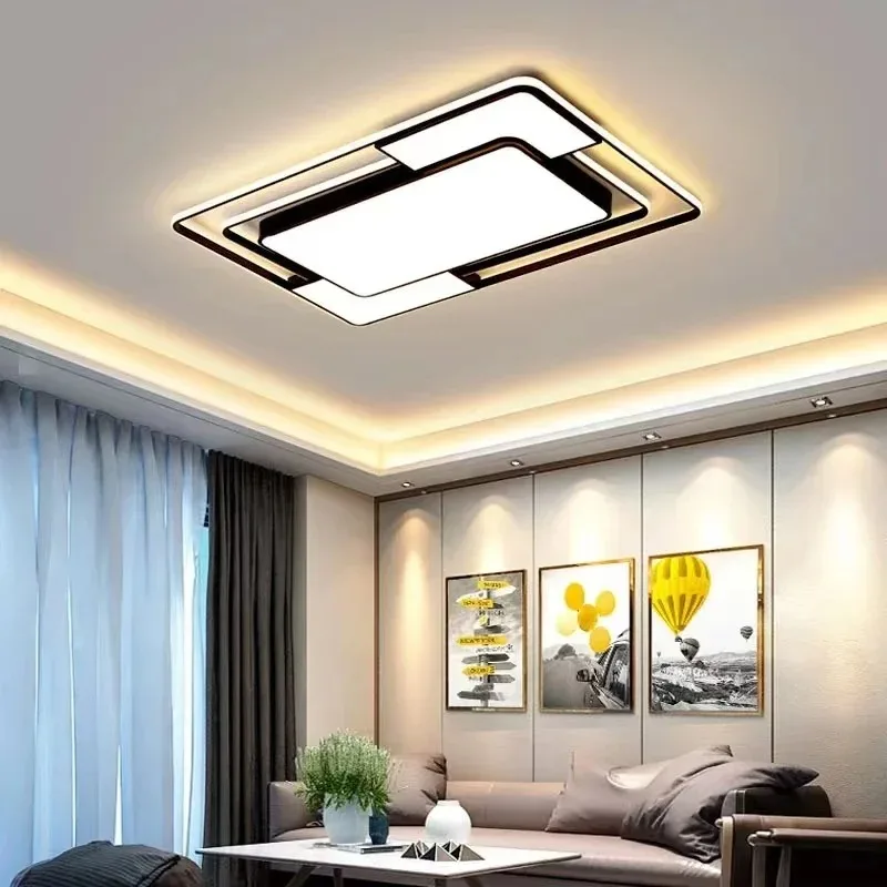 Modern LED Ceiling Light Bedroom Living Room Study Nordic Iron Lamp Square Chandelier Light Fixture Indoor Lighting Decoration