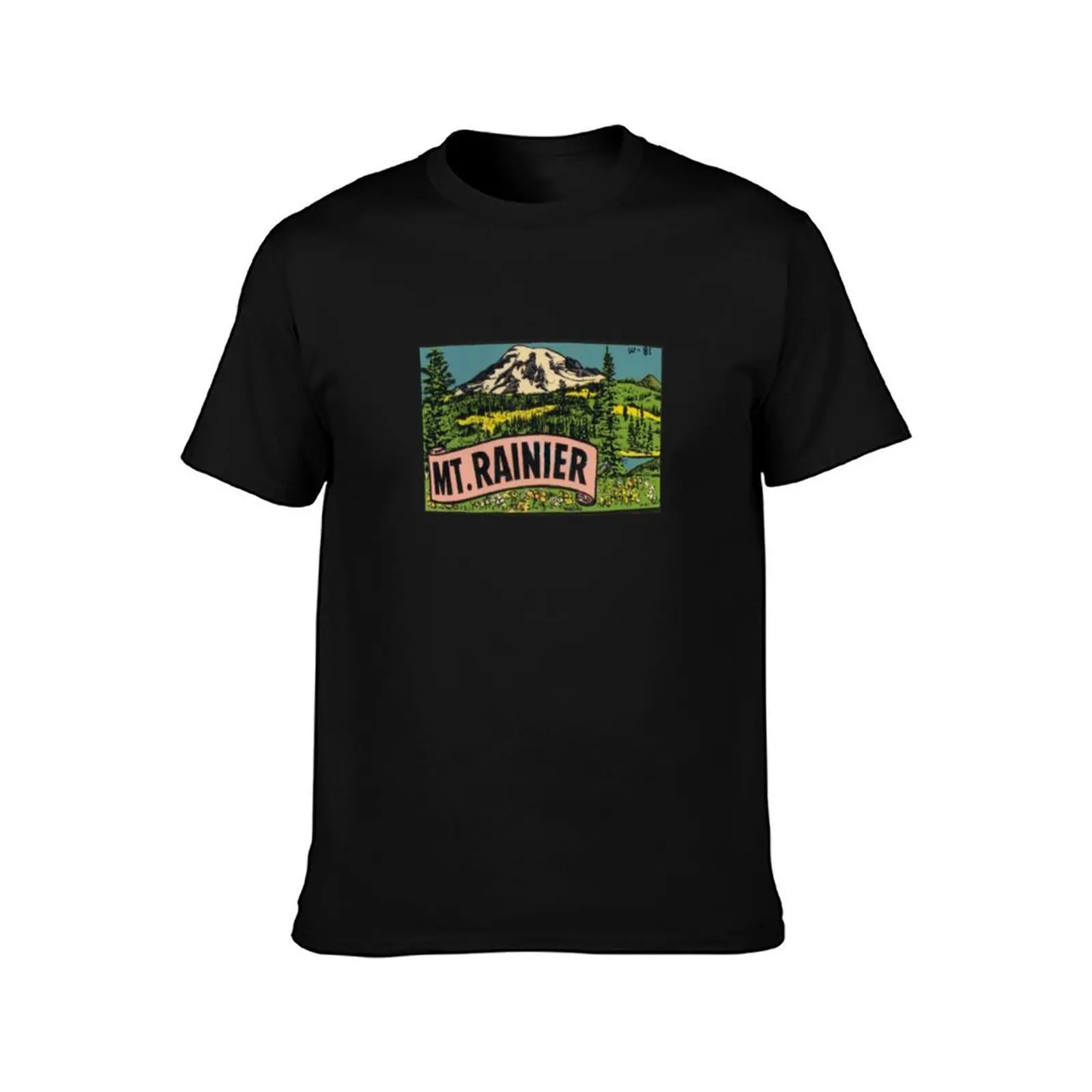 Retro Mount Rainier Vintage Travel Decal Washington USA T-Shirt Breathable Mesh Panel T-Shirt
