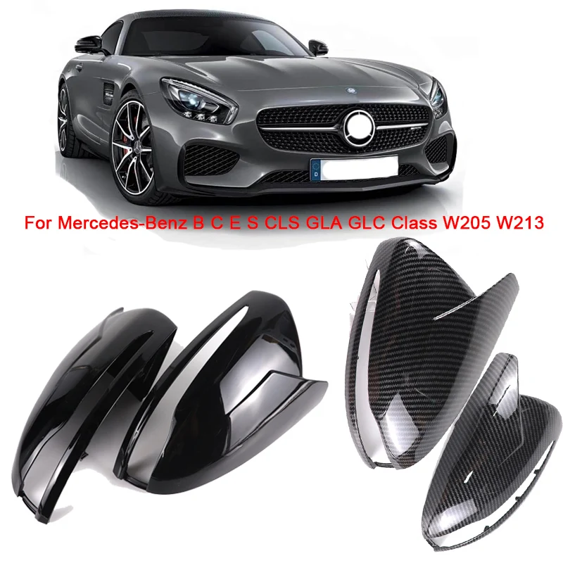 

Для Mercedes-Benz B C E S CLS GLA GLC Class W205 W213 Глянцевый черный узор из углеродного волокна Накладки на внешние боковые зеркала заднего вида