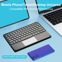 Wireless Keyboard Bluetooth-compatible Keyboard Rechargeable Portable Round Key Keypad with Trackpad For Android IOS Windows