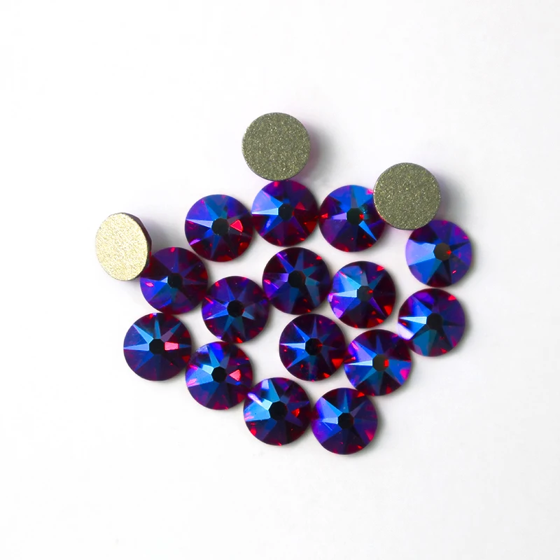 Siam ab 2088 non Hotfix Color 8 big and 8 Small Cut 5A Top Quality Flat Back Rhinestones Glue on Crystal With Gold Foiled Back