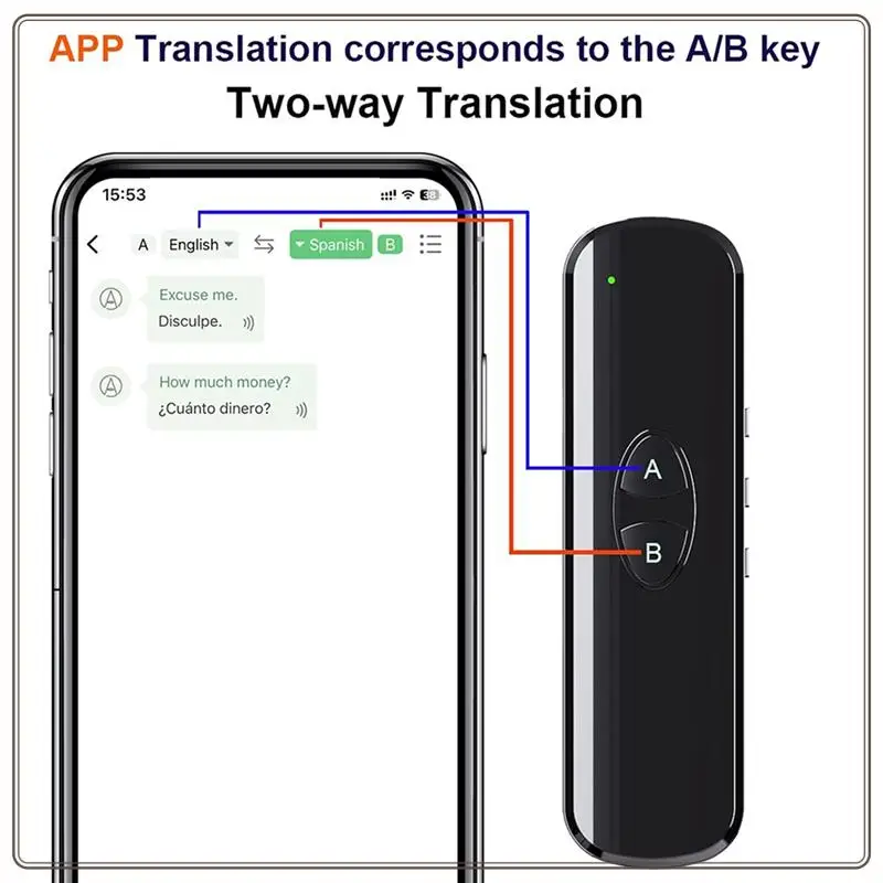 Надежное устройство языкового переводчика T10 Двусторонний перевод в реальном времени с переводчиком на 130 языков для путешествий, изучения бизнеса