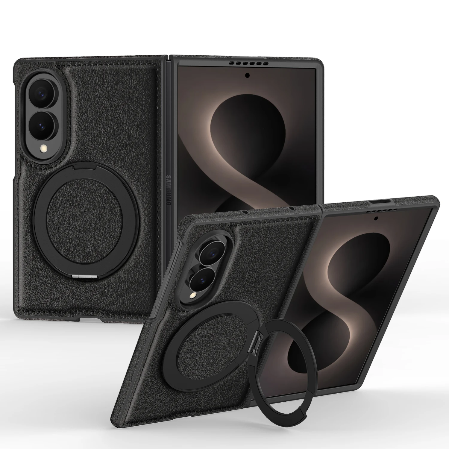 360° Rotating Bracket Magnetic Case For Samsung Galaxy Z Fold 8 For Magsafe PU Leather Shockproof Cover Funda