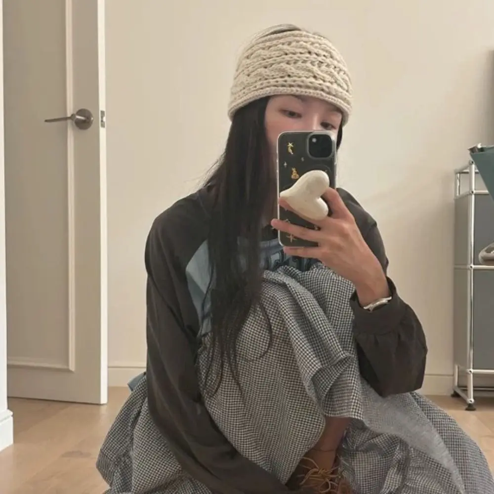 

Милая теплая вязаная повязка на голову с бантом, широкая, в корейском стиле, для повседневного использования зимой