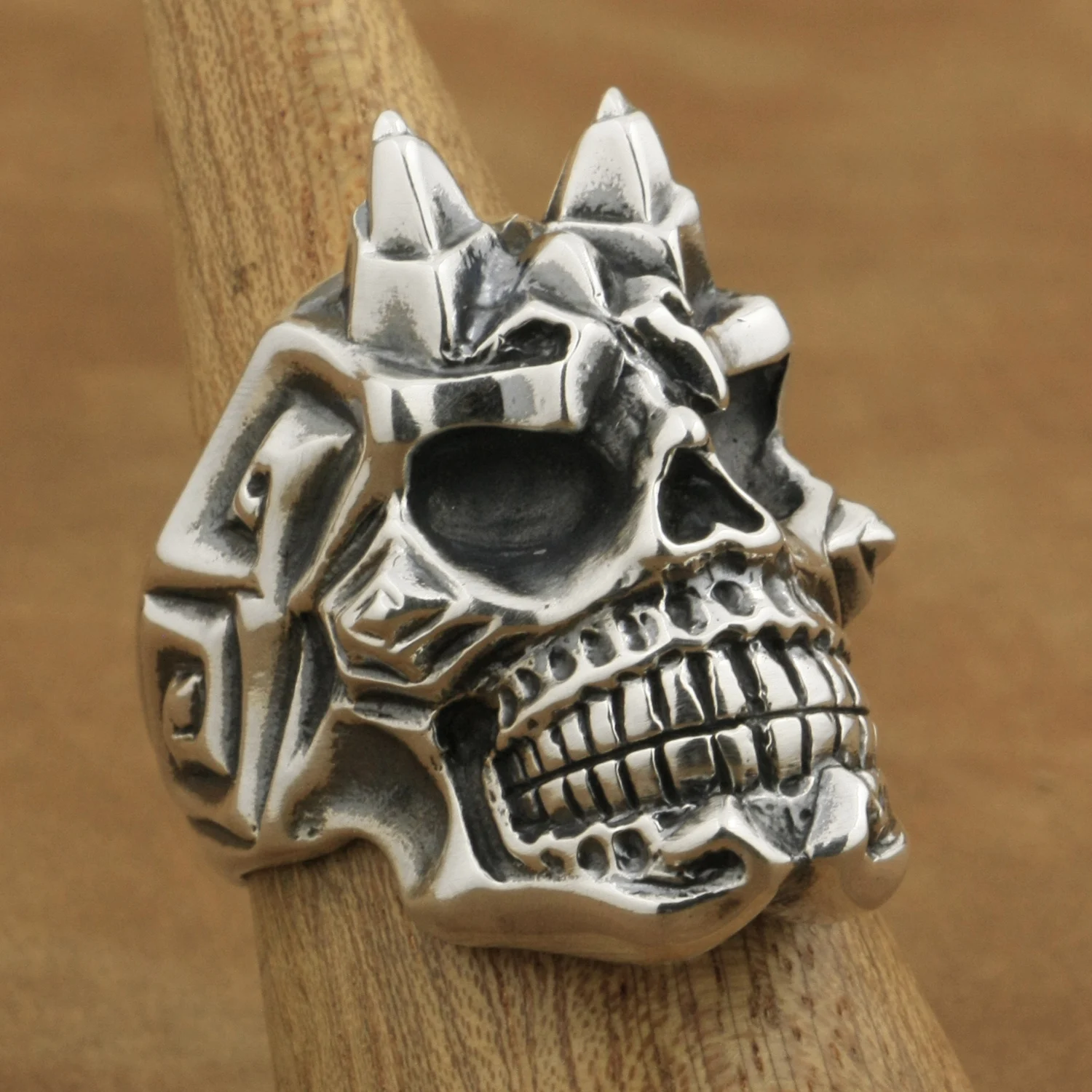 Devil Horn Skull 925 Sterling Silver Ring Punk Jewelry TA13 US Size 7~15 BZ
